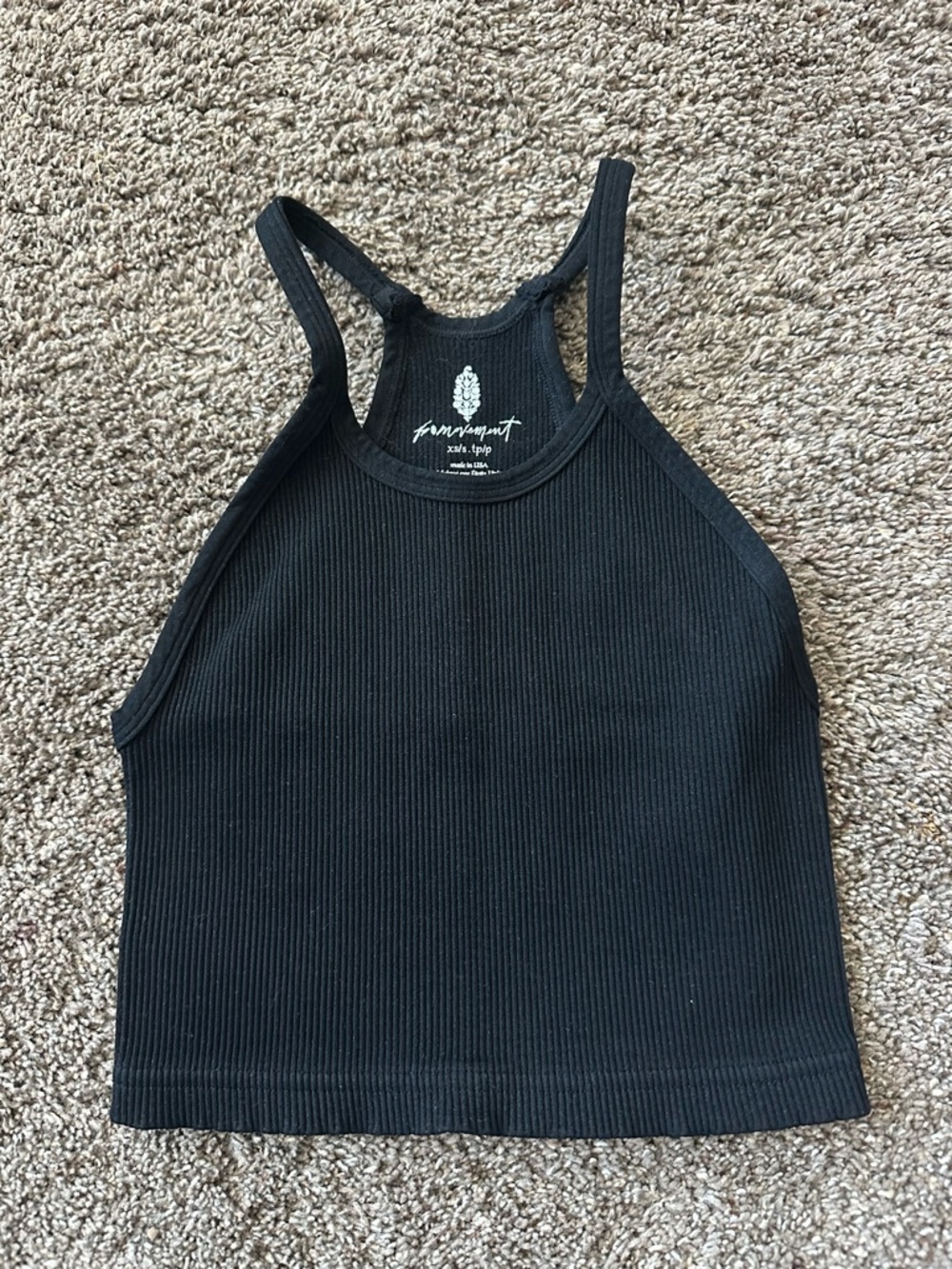 FP Movement Seamless Black Ribbed Racerback Crop Tank XS/S - Picture 2 of 4